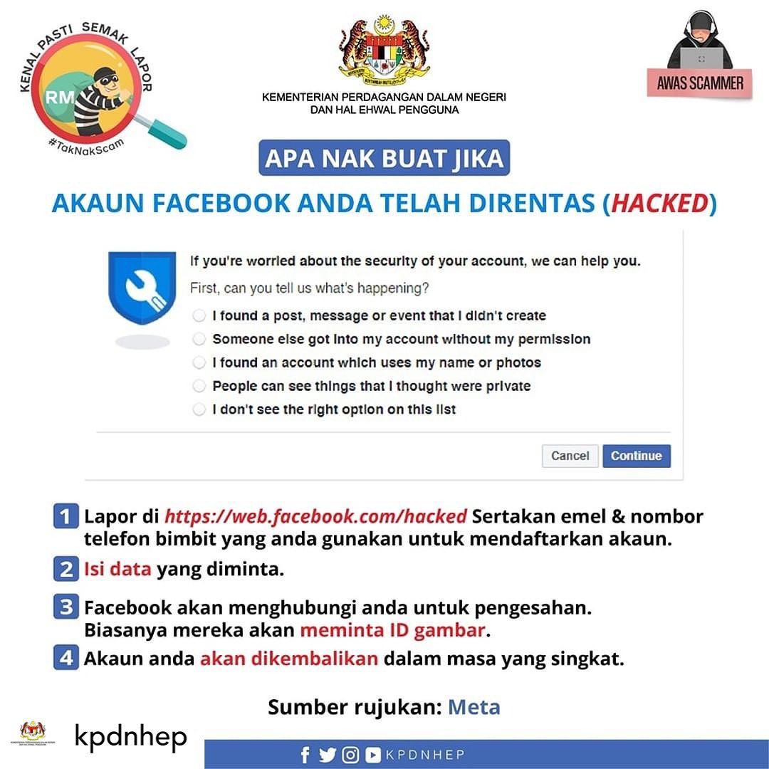 APA NAK BUAT JIKA AKAUN FACEBOOK ANDA TELAH DIRENTAS HACKED 