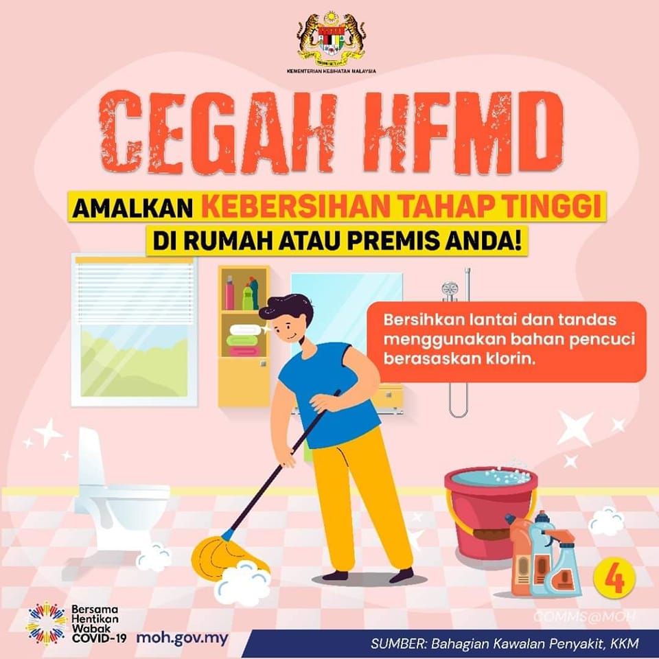 CEGAH HFMD AMALKAN KEBERSIHAN TAHAP TINGGI DI RUMAH ATAU PREMIS ANDA