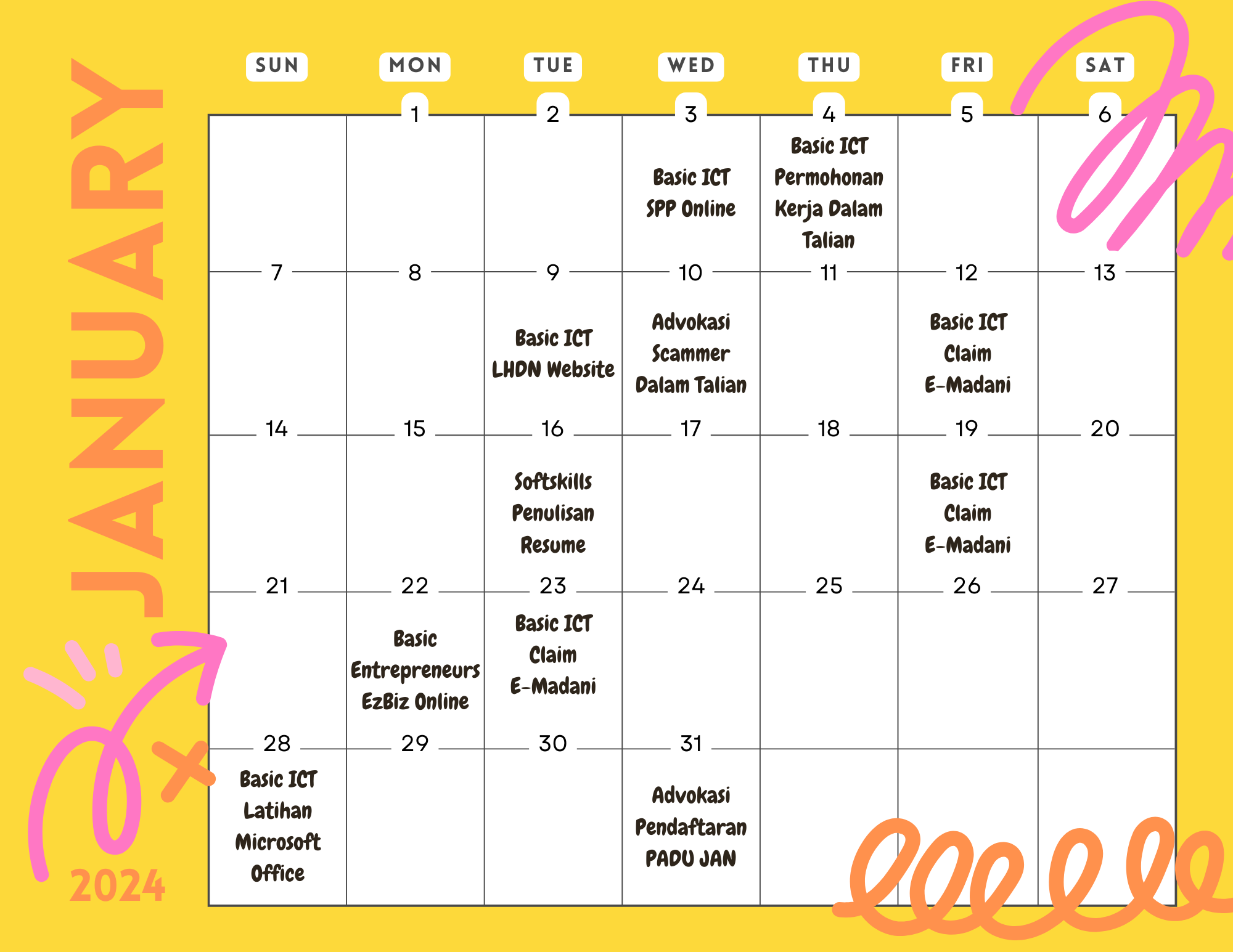 JADUAL AKTIVITI JANUARI 2024 NaDi KG BUKIT RANG