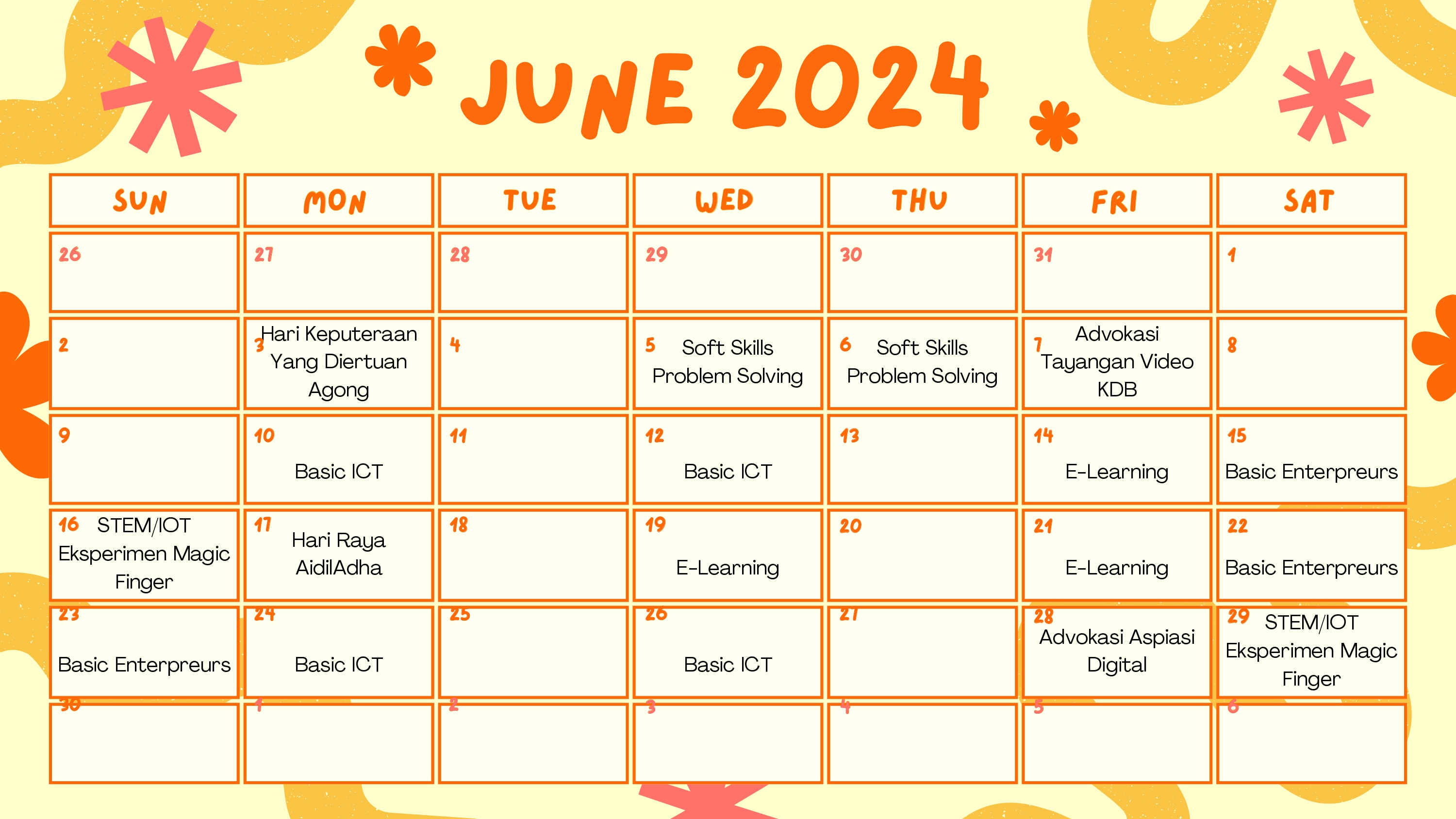 Jadual Aktiviti Jun 2024 NADI Kg Bukit Rang