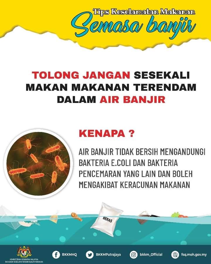 TIPS KESELAMATAN MAKANAN SEMASA BANJIR